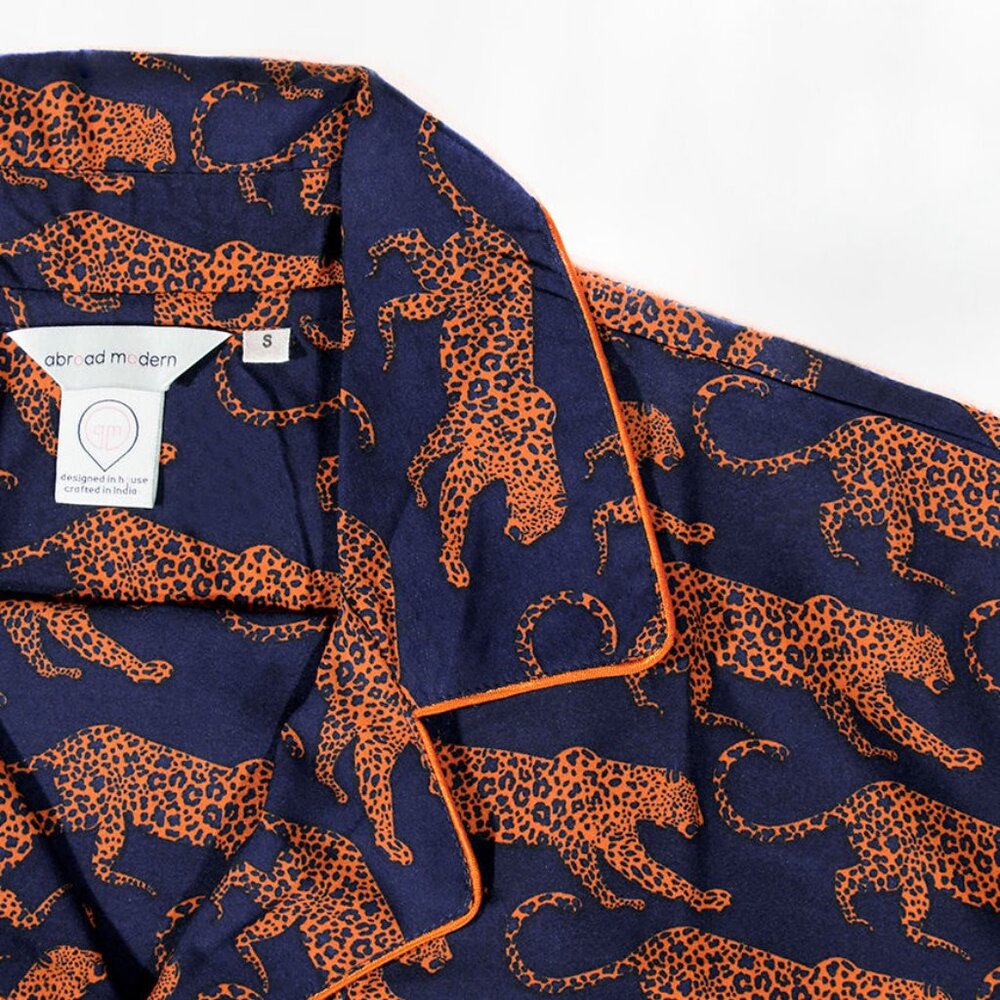 SILK Elegant Leopard Print Pajama Set Lounging Suit L XL - Picture 3 of 7